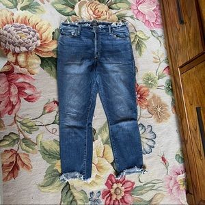 Abercrombie High waisted raw hems jeans